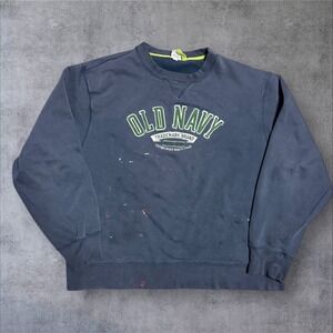 Y2K‎ Old Navy Fleece Sweatshirt Xl Spell Out Logo Sweatshirt Distressed Boxy